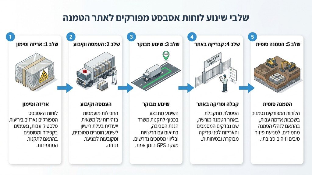 נוצר על ידי מודל בינה מלאכותית Gemini Pro עובדים מורשים אורזים לוחות אסבסט ביריעות פוליאתילן