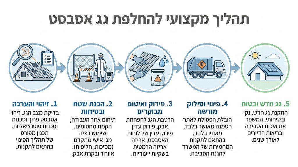 צוות מקצועי של היחידה לפינוי אסבסט מבצע פירוק גגות