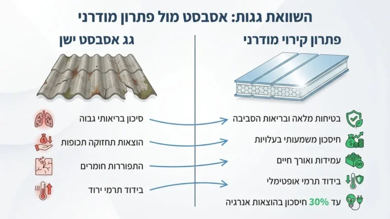 צוות היחידה לפינוי אסבסט בוחן גג ישן לקראת עבודה