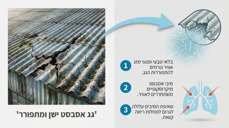 גג אסבסט ישן ומתפורר בנהריה המהווה סכנה בריאותית