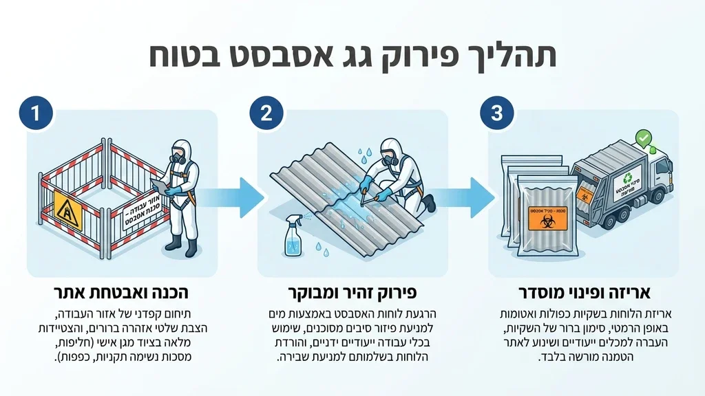 נוצר על ידי מודל בינה מלאכותית Gemini Pro צוות מקצועי של היחידה לפינוי אסבסט בעבודת פירוק בטוחה