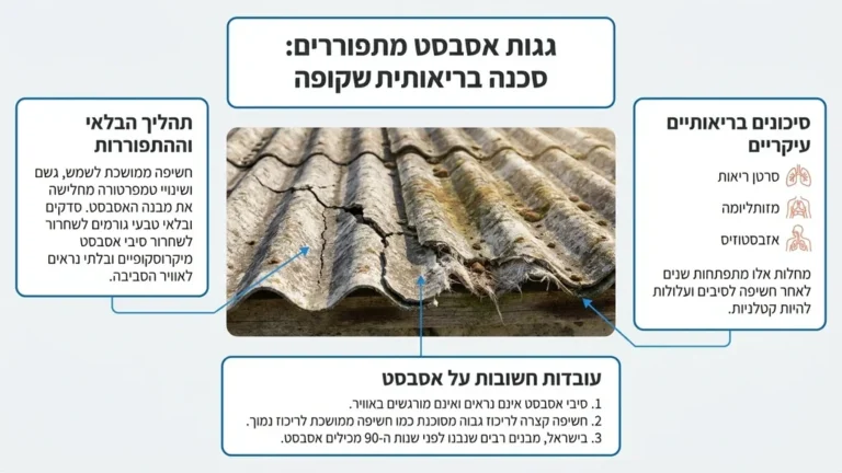 גג אסבסט ישן וסדוק הדורש פינוי