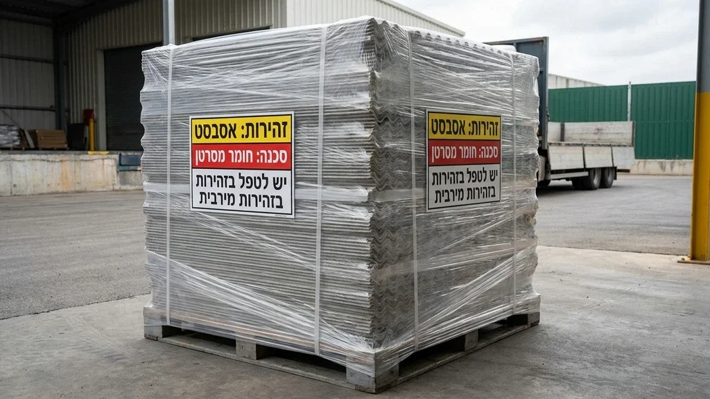 נוצר על ידי מודל בינה מלאכותית Gemini Pro לוחות אסבסט ארוזים ומוכנים לשינוע בטוח