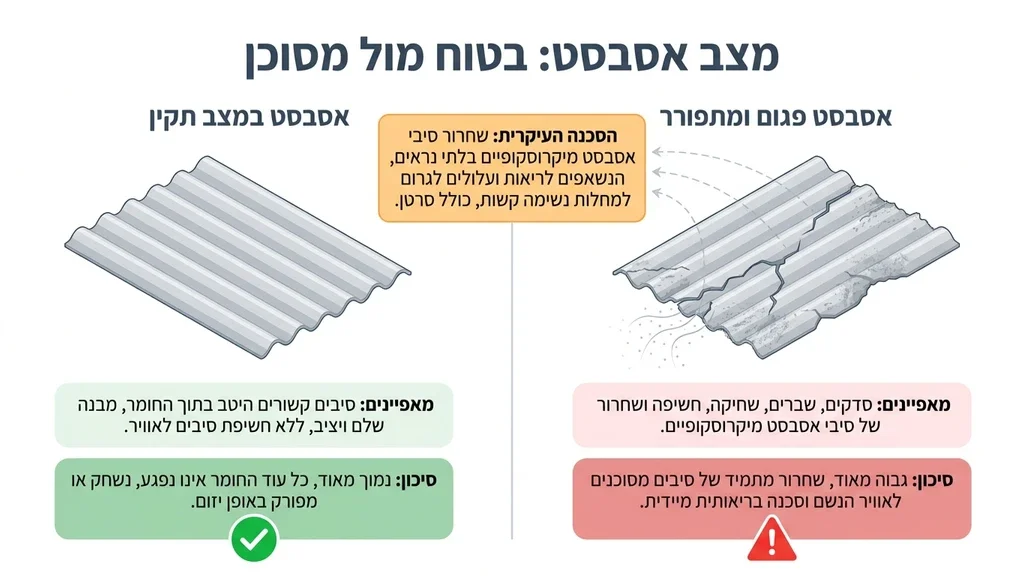 נוצר על ידי מודל בינה מלאכותית Gemini Pro גג אסבסט ישן ומתפורר בעפולה הממחיש את הסכנה
