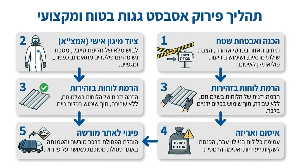 נוצר על ידי מודל בינה מלאכותית Gemini Pro צוות היחידה לפינוי אסבסט מבצע פירוק בטוח