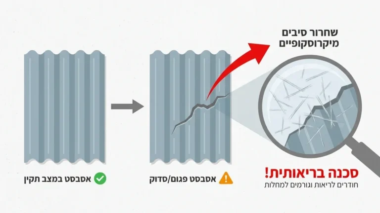 לוחות אסבסט שבורים במבנה חקלאי ישן בעמק יזרעאל