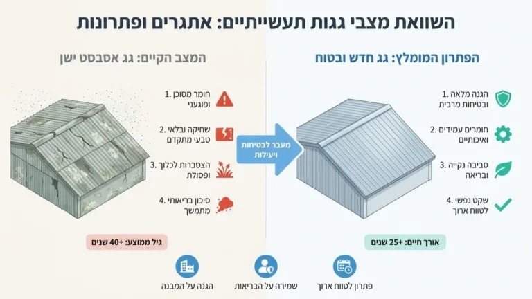 מבנה תעשייתי ישן בקריות עם גג אסבסט לפני פינוי